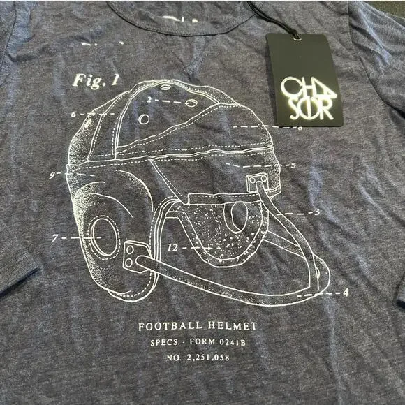NWT Chaser Football Helmet Graphic Long Sleeve Tee, Navy, Boys Size 6 - Picture 2 of 4